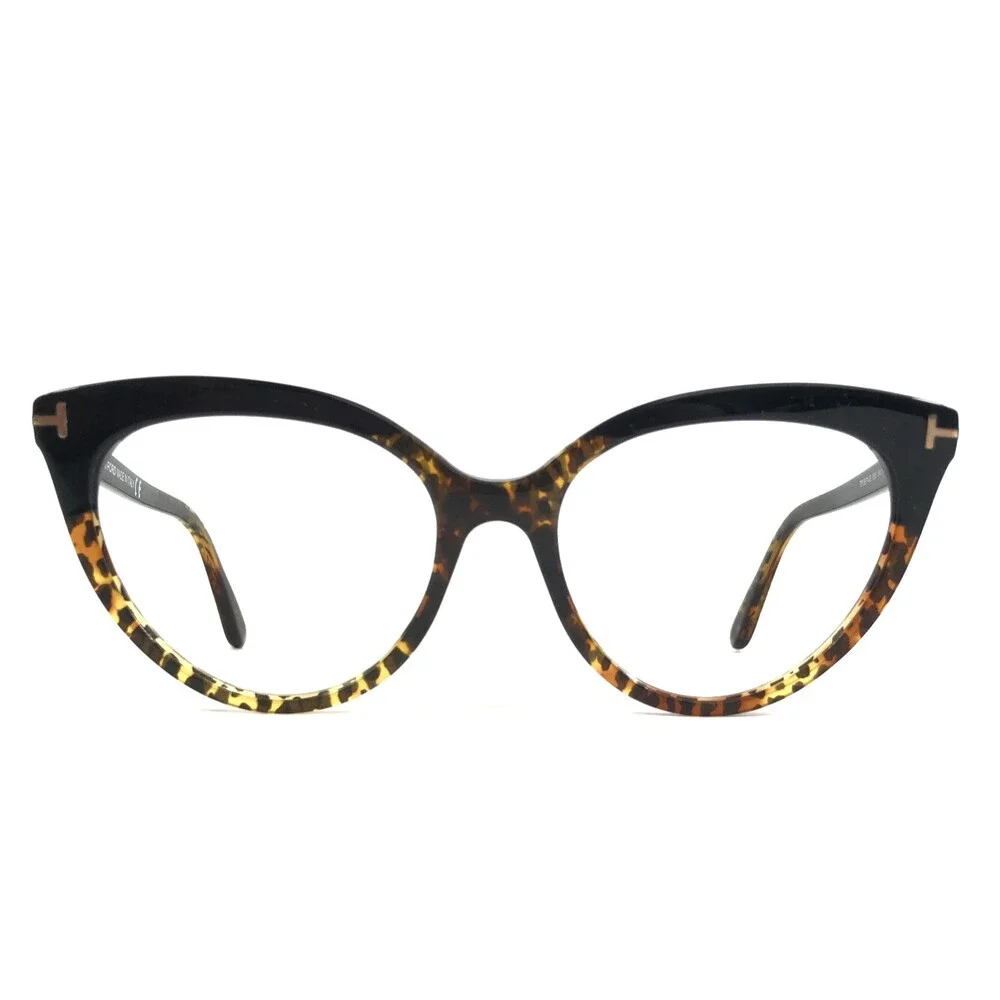 Tom Ford Eyeglasses Frames TF5674-B 005 Black Brown Cat Eye Full Rim 54-17-140